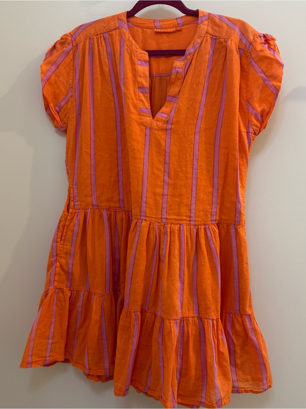Oliphant Orange Dress with Pink Stripes
